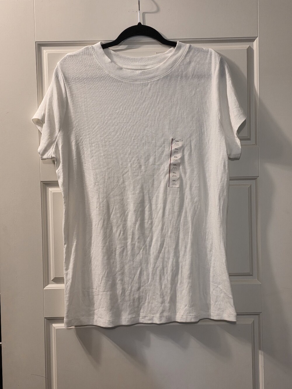 Classic Ribbed Knit White Tee - Old Navy